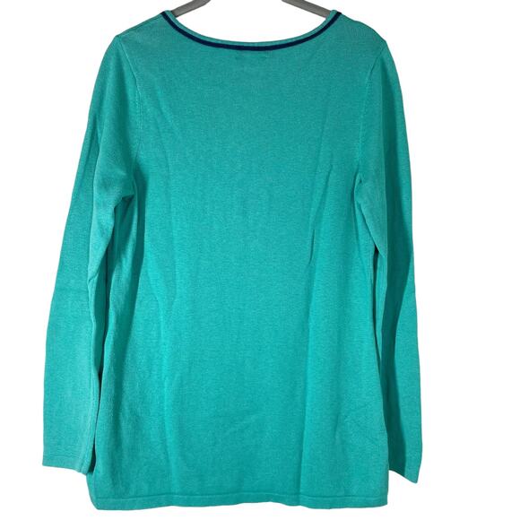 Vineyard Vines Womens Embellished Notch Neck Wool Blend Sweater Size S Teal - Picture 3 of 5